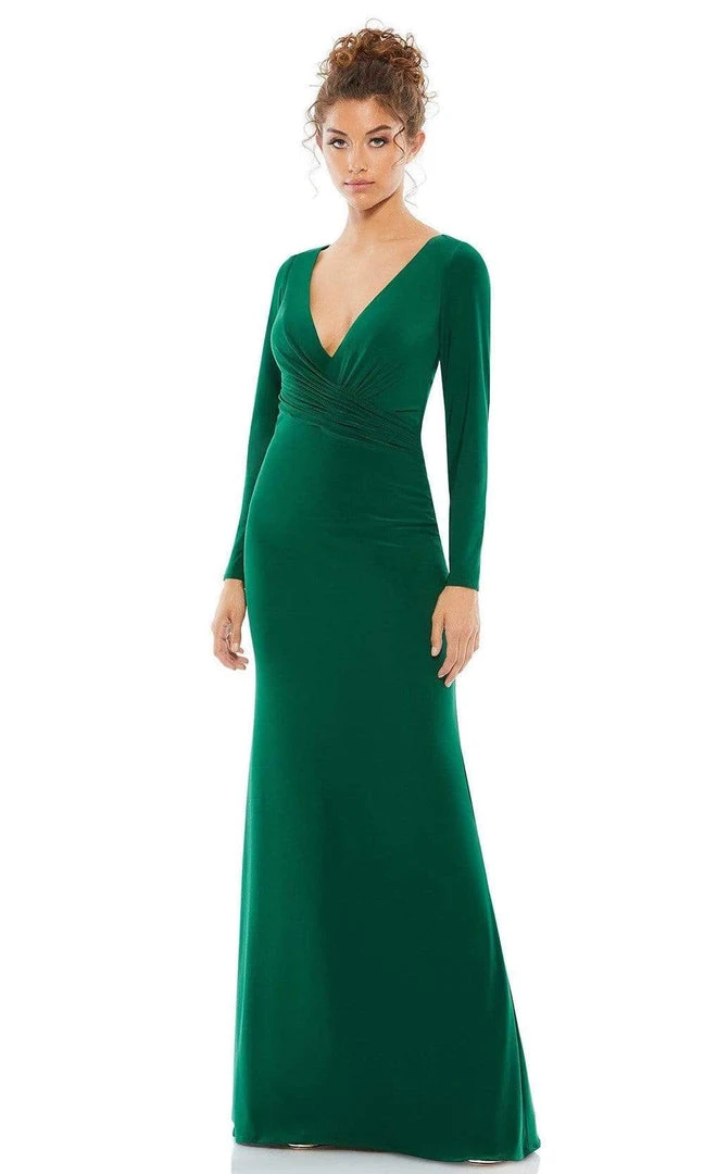 Ieena Duggal - 26573 Long Sleeve V-Neck Sheath Gown 3 Ieena Duggal - 26573 Long Sleeve V-Neck Sheath Gown
