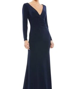 Ieena Duggal - 26573 Long Sleeve V-Neck Sheath Gown 8 Ieena Duggal - 26573 Long Sleeve V-Neck Sheath Gown