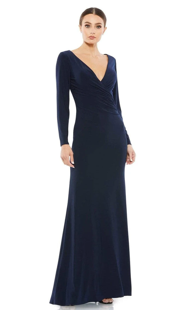 Ieena Duggal - 26573 Long Sleeve V-Neck Sheath Gown 5 Ieena Duggal - 26573 Long Sleeve V-Neck Sheath Gown