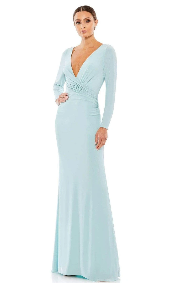Ieena Duggal - 26573 Long Sleeve V-Neck Sheath Gown 6 Ieena Duggal - 26573 Long Sleeve V-Neck Sheath Gown