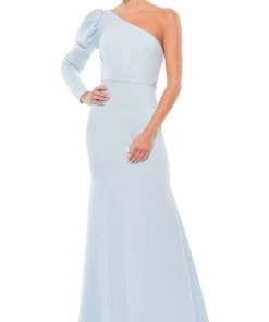 Ieena Duggal - 26592I Puff Long Sleeve One Shoulder Gown