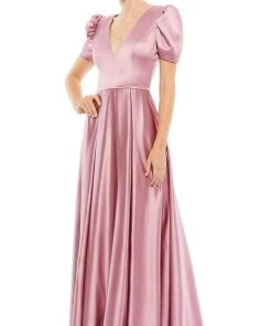 Ieena Duggal - 26606 Puff Sleeve A-Line Gown