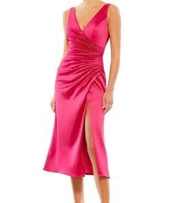 Ieena Duggal 26625 - Sleeveless Surplice Bodice Tea-Length Dress