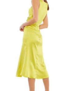 Ieena Duggal 26625 - Sleeveless Surplice Bodice Tea-Length Dress