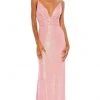 Ieena Duggal - 26945 Plunging Tiny Sequined Long Gown