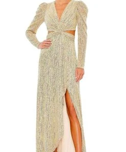 Ieena Duggal 27050 - Puff Sleeve Sequin Evening Dress