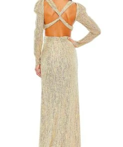 Ieena Duggal 27050 - Puff Sleeve Sequin Evening Dress