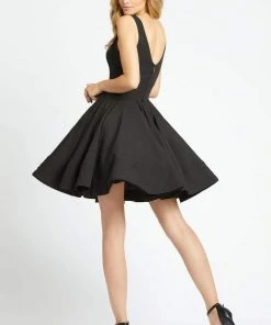 Ieena Duggal - 48478I Classic V-Neck Flutter A-line Dress