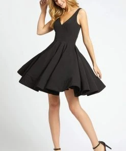 Ieena Duggal - 48478I Classic V-Neck Flutter Dress