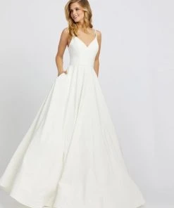 Ieena Duggal - 48855I V Neck Sleeveless Fitted Bodice A-Line Dress 8 Ieena Duggal - 48855I V Neck Sleeveless Fitted Bodice A-Line Dress