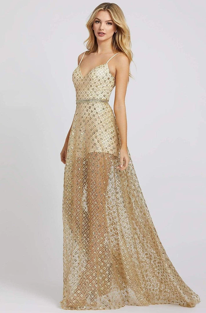 Mac Duggal Ieena Duggal - 49014I Embellished Sheer Romper Style Sheer Prom Gown 3 Mac Duggal Ieena Duggal - 49014I Embellished Sheer Romper Style Sheer Prom Gown