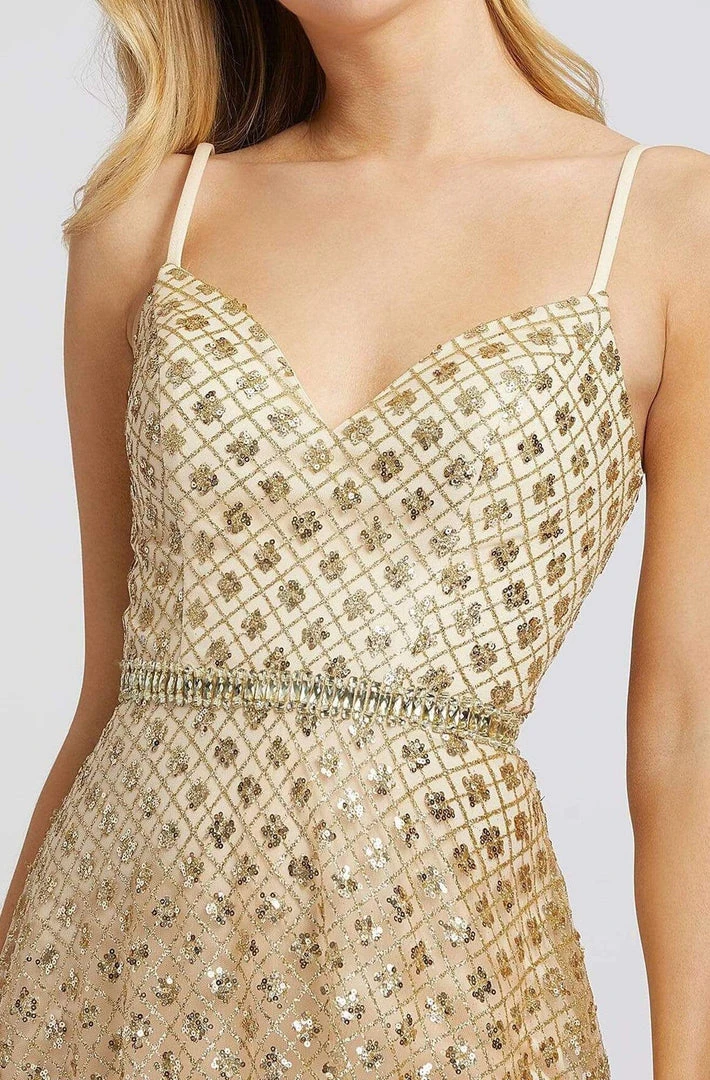 Mac Duggal Ieena Duggal - 49014I Embellished Sheer Romper Style Sheer Prom Gown 5 Mac Duggal Ieena Duggal - 49014I Embellished Sheer Romper Style Sheer Prom Gown