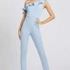 Mac Duggal Ieena Duggal - 49031I Ruffled Asymmetrical Jumpsuit