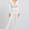 Ieena Duggal - 49033I Plunging V-Neck Long Sleeves Jumpsuit Mac Duggal