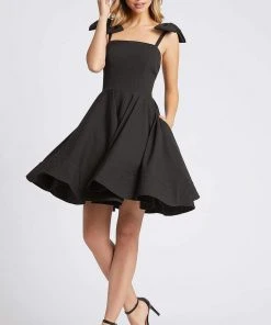 Ieena Duggal - 49034I Bow Accent Shoulders A-Line Cocktail Dress