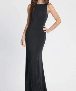 Ieena Duggal - 49093 Beaded Jewel Neck Sheath Dress