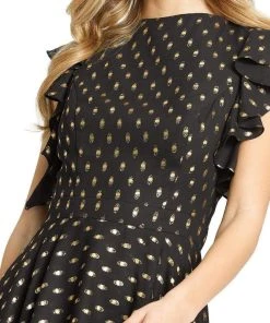 Ieena Duggal - 49130 Flutter Sleeve Gilt-Print Dress 7 Ieena Duggal - 49130 Flutter Sleeve Gilt-Print Dress