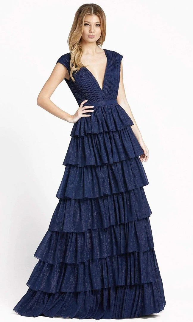 Ieena Duggal - 49287 V Neck Tiered A-Line Dress 3 Ieena Duggal - 49287 V Neck Tiered A-Line Dress