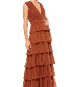 Ieena Duggal - 49287 V Neck Tiered A-Line Dress 7 Ieena Duggal - 49287 V Neck Tiered A-Line Dress