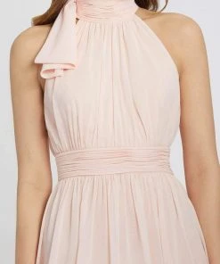 Ieena Duggal - 55035 Shirr-Ornate Halter A-Line Dress