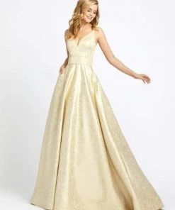 Ieena Duggal - 55252I Deep V-neck A-line Gown With Train