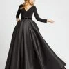 Ieena Duggal - 55274I Long Sleeves V-Neck Long Ball Gown