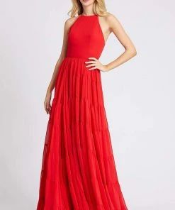 Ieena Duggal - 55281I Halter Pleated A-Line Dress