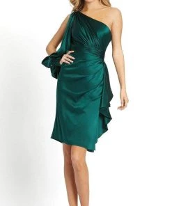 Ieena Duggal - 55336 Asymmetric Taffeta Ruched Dress