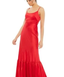 Ieena Duggal - 55381I Spaghetti Strap Scoop Neck Satin Dress