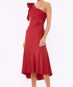 Ieena Duggal - 55387I Bow Draped One Shoulder Dress