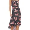 Ieena Duggal - 55392I Floral Printed Cowl Back Midi Dress