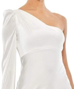 Ieena Duggal - 55401I Blouson Sleeve One Shoulder Satin Gown