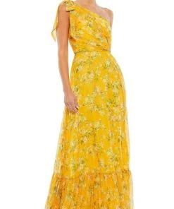 Ieena Duggal - 55427I Asymmetrical Floral A-Line Dress