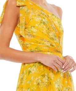 Ieena Duggal - 55427I Asymmetrical Floral A-Line Dress