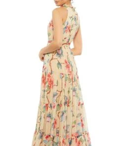 Ieena Duggal - 55429I High Neck Floral A-Line Dress