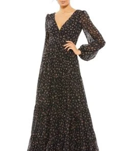 Ieena Duggal - 55431I V-Neck Empire A-Line Dress