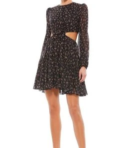 Ieena Duggal - 55432I Close Neck Bow Cut Out Dress