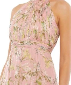 Ieena Duggal - 55436I High Halter Ruched Floral Dress