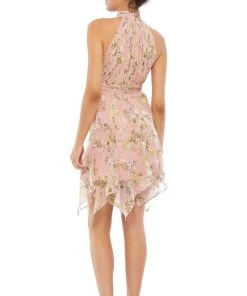 Ieena Duggal - 55436I High Halter Ruched Floral Dress