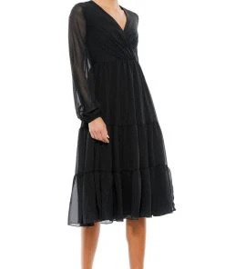 Ieena Duggal 55637 - Bishop Sleeve Chiffon Dress | Couture Candy 9 Ieena Duggal 55637 - Bishop Sleeve Chiffon Dress | Couture Candy