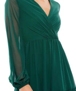 Ieena Duggal 55637 - Bishop Sleeve Chiffon Dress | Couture Candy 8 Ieena Duggal 55637 - Bishop Sleeve Chiffon Dress | Couture Candy