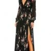 Ieena Duggal 55661 - V-Neck Tie Belt Floral Evening Gown