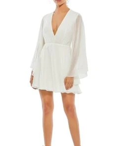 Ieena Duggal 55684 - Long Sleeves V-neck Short Dress 8 Ieena Duggal 55684 - Long Sleeves V-neck Short Dress