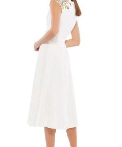 Ieena Duggal 55690 - Cap Sleeved Plunging V Neck Dress