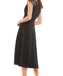 Ieena Duggal 55690 - Cap Sleeved Plunging V Neck Dress