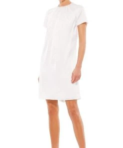 Ieena Duggal - 55698 Baggy Jewel Neck Mini Dress