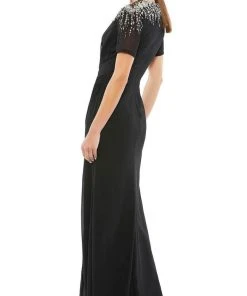 Ieena Duggal 55704 - Embellished Shoulders V-Neck Long Dress