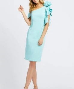 Ieena Duggal - 66998I Knee Length Ruffled Sleeve Asymmetrical Dress 5 Ieena Duggal - 66998I Knee Length Ruffled Sleeve Asymmetrical Dress