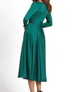 Ieena Duggal - 67527 Long Sleeve Deep V Neck A-Line Dress 6 Ieena Duggal - 67527 Long Sleeve Deep V Neck A-Line Dress