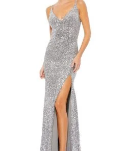 Ieena Duggal - 67717 Sequined Plunging V Neck Sheath Dress